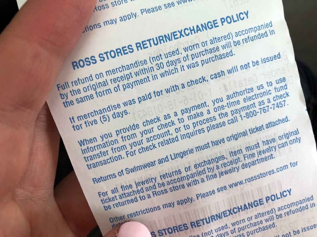 Ross Store Return Policy 3
