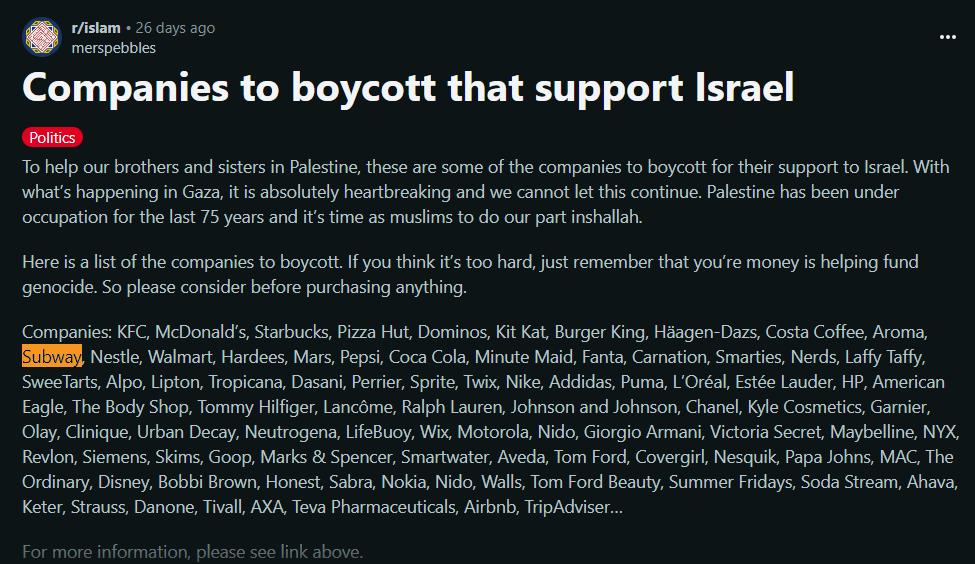 Companies To Boycott That Support Israel