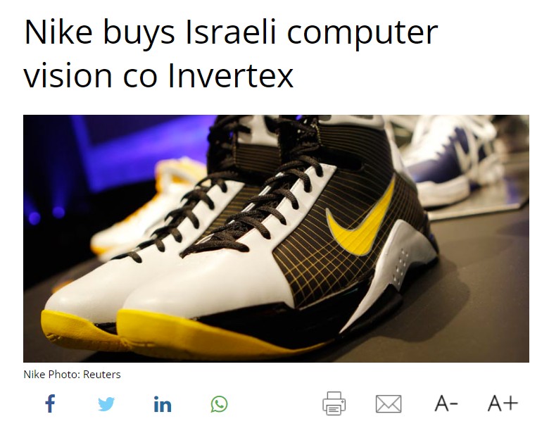 Nike Buys Israeli Computer Vision Co Invertex