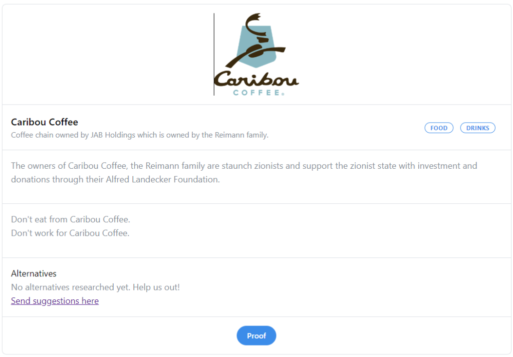 Boycott Caribou Coffee