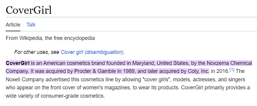 Covergirl Owned By P&g