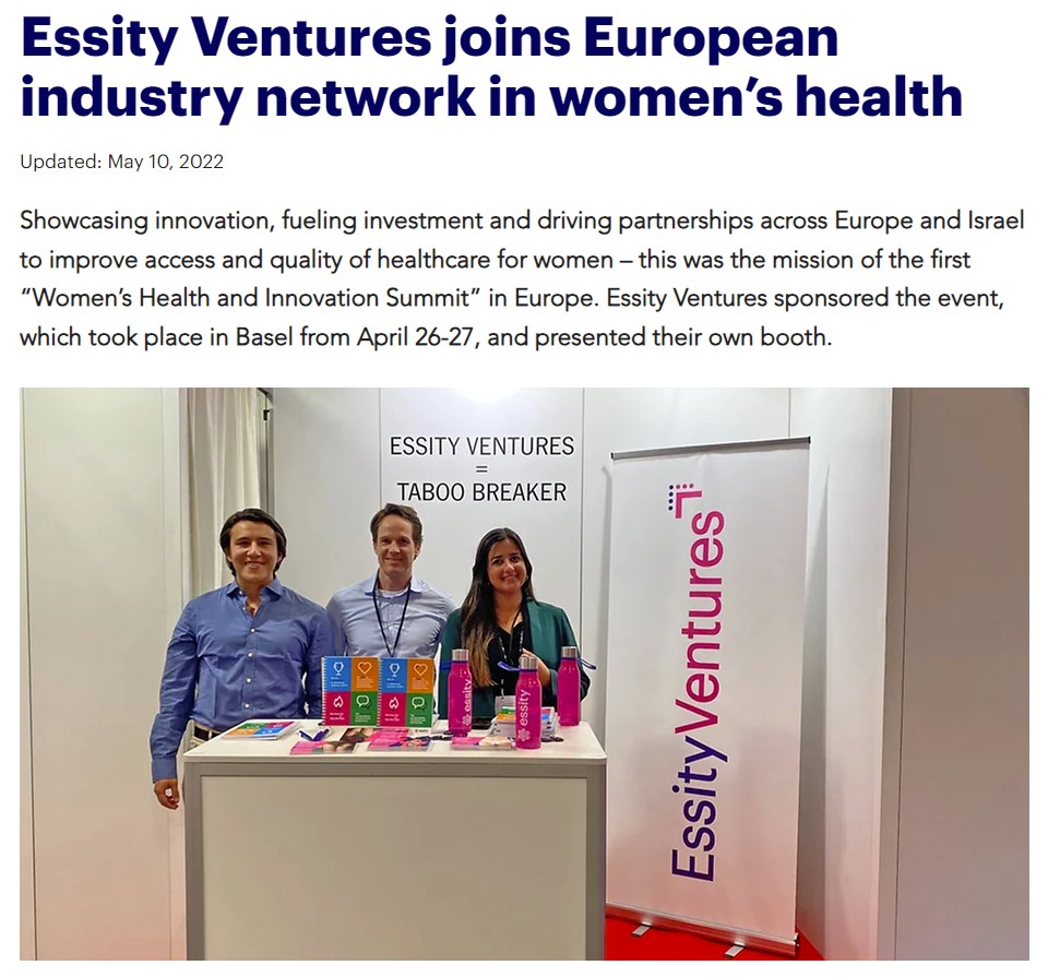 Essity Ventures Joins European Industry Network In Women’s Health