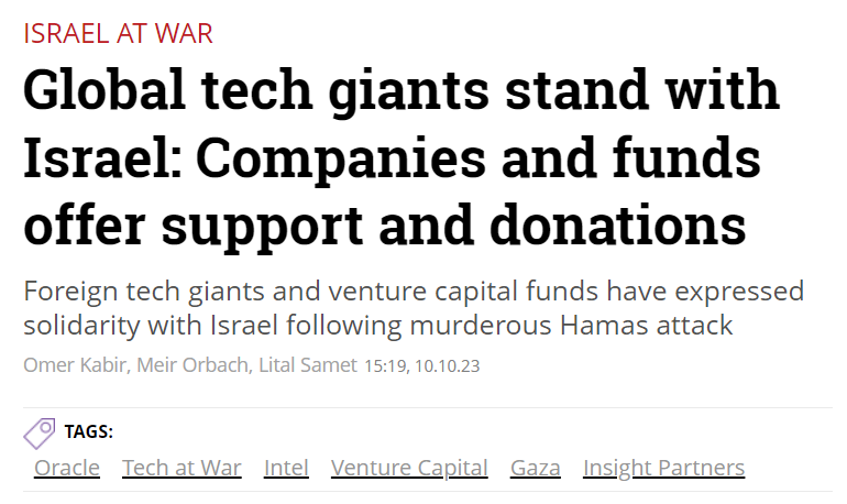 Global Tech Giants Stand With Israel Companies And Funds Offer Support And Donations